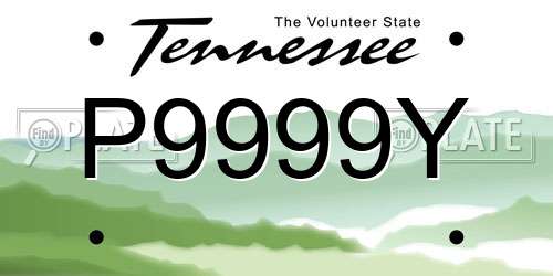 P9999Y Tennessee License Plate