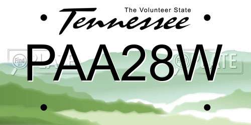PAA28W Tennessee License Plate