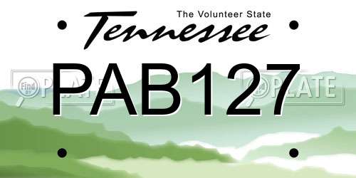 PAB127 Tennessee License Plate