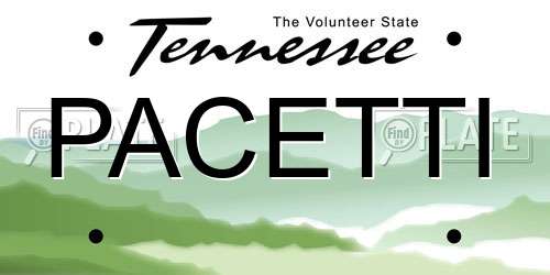 PACETTI Tennessee License Plate