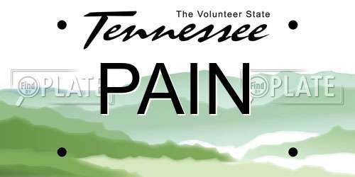 PAIN Tennessee License Plate
