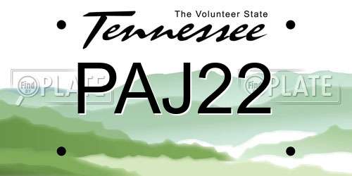 PAJ22 Tennessee License Plate