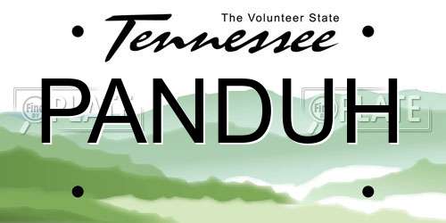 PANDUH Tennessee License Plate