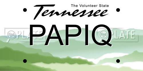 PAPIQ Tennessee License Plate