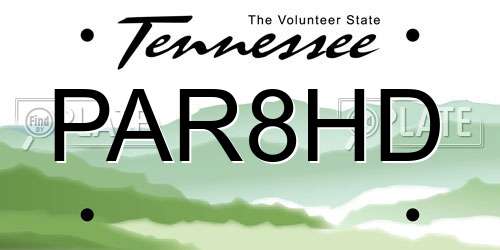 PAR8HD Tennessee License Plate