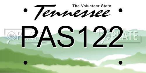 PAS122 Tennessee License Plate