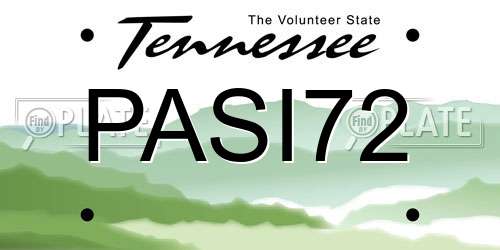PASI72 Tennessee License Plate