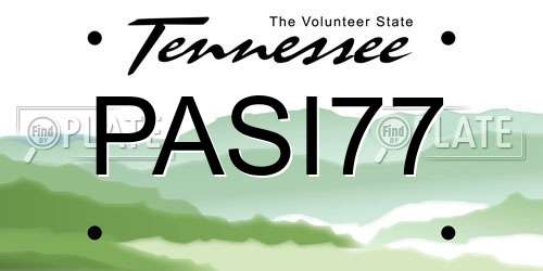 PASI77 Tennessee License Plate