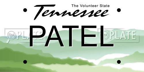 PATEL Tennessee License Plate
