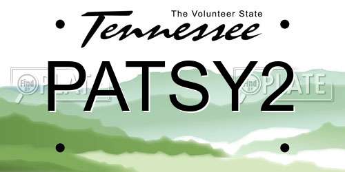 PATSY2 Tennessee License Plate