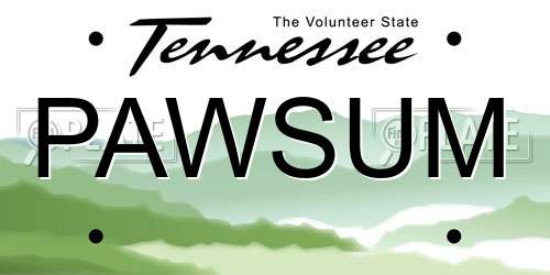 PAWSUM Tennessee License Plate