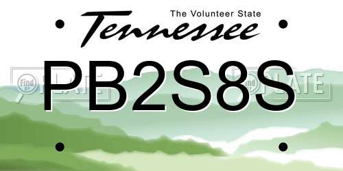 PB2S8S Tennessee License Plate