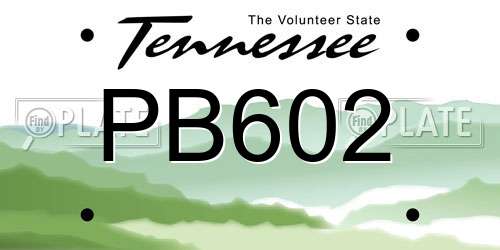 PB602 Tennessee License Plate