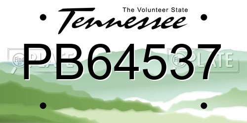 PB64537 Tennessee License Plate