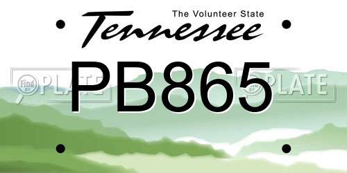 PB865 Tennessee License Plate