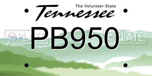 PB950 Tennessee License Plate