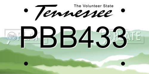 PBB433 Tennessee License Plate