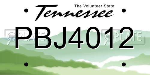 PBJ4012 Tennessee License Plate