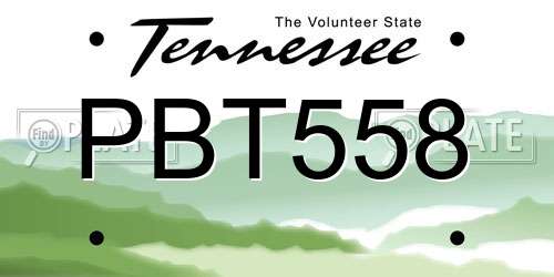 PBT558 Tennessee License Plate