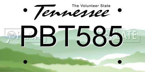 PBT585 Tennessee License Plate