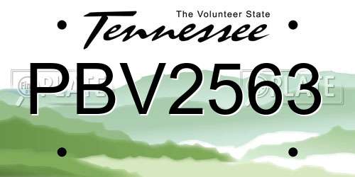PBV2563 Tennessee License Plate
