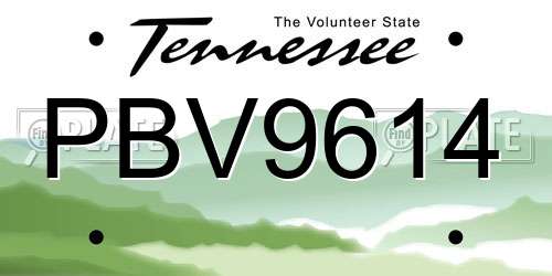 PBV9614 Tennessee License Plate