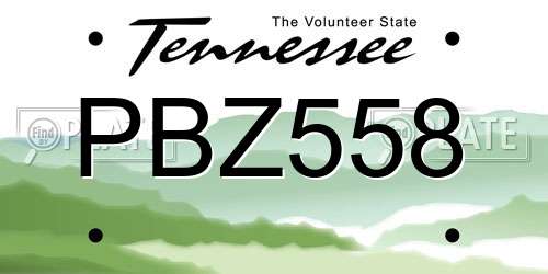 PBZ558 Tennessee License Plate