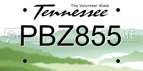 PBZ855 Tennessee License Plate