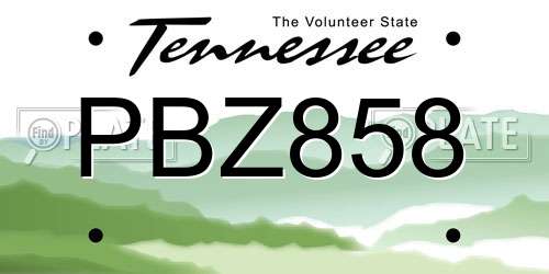 PBZ858 Tennessee License Plate