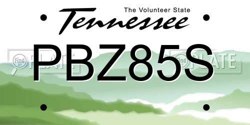 PBZ85S Tennessee License Plate