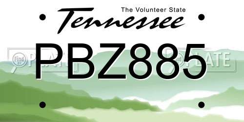 PBZ885 Tennessee License Plate