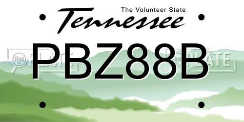 PBZ88B Tennessee License Plate