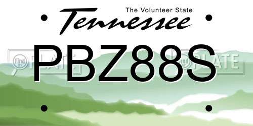 PBZ88S Tennessee License Plate