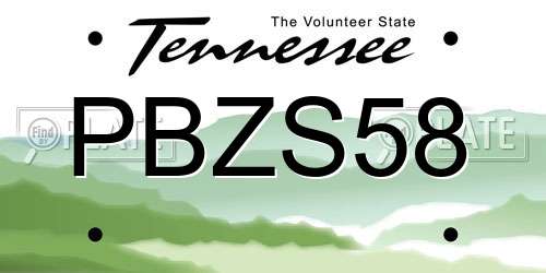 PBZS58 Tennessee License Plate