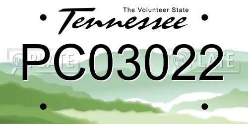 PC03022 Tennessee License Plate