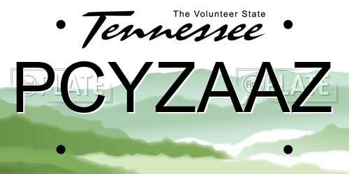 PCYZAAZ Tennessee License Plate