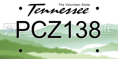 PCZ138 Tennessee License Plate