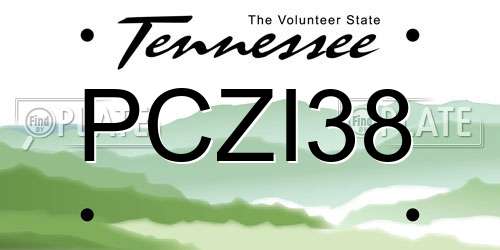 PCZI38 Tennessee License Plate