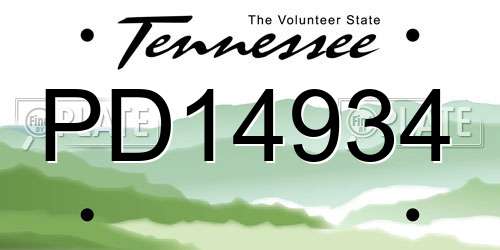 PD14934 Tennessee License Plate