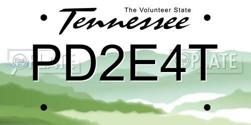 PD2E4T Tennessee License Plate
