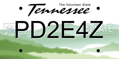 PD2E4Z Tennessee License Plate