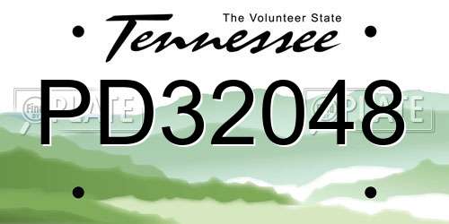 PD32048 Tennessee License Plate