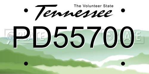 PD55700 Tennessee License Plate