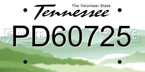 PD60725 Tennessee License Plate