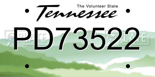 PD73522 Tennessee License Plate