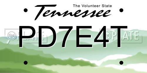 PD7E4T Tennessee License Plate