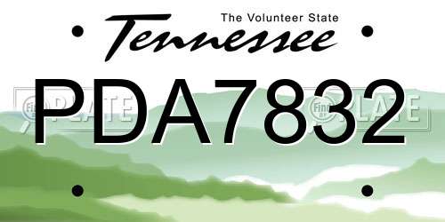 PDA7832 Tennessee License Plate