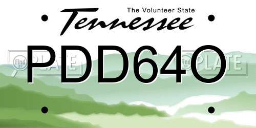 PDD64O Tennessee License Plate