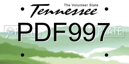 PDF997 Tennessee License Plate