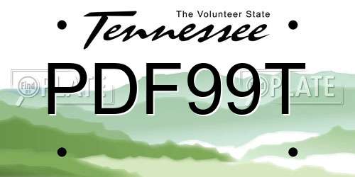 PDF99T Tennessee License Plate